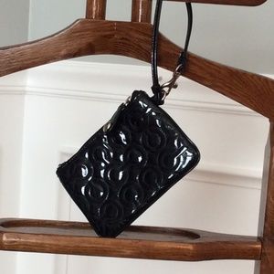 Coach Black Patent Wristlet with Signature C